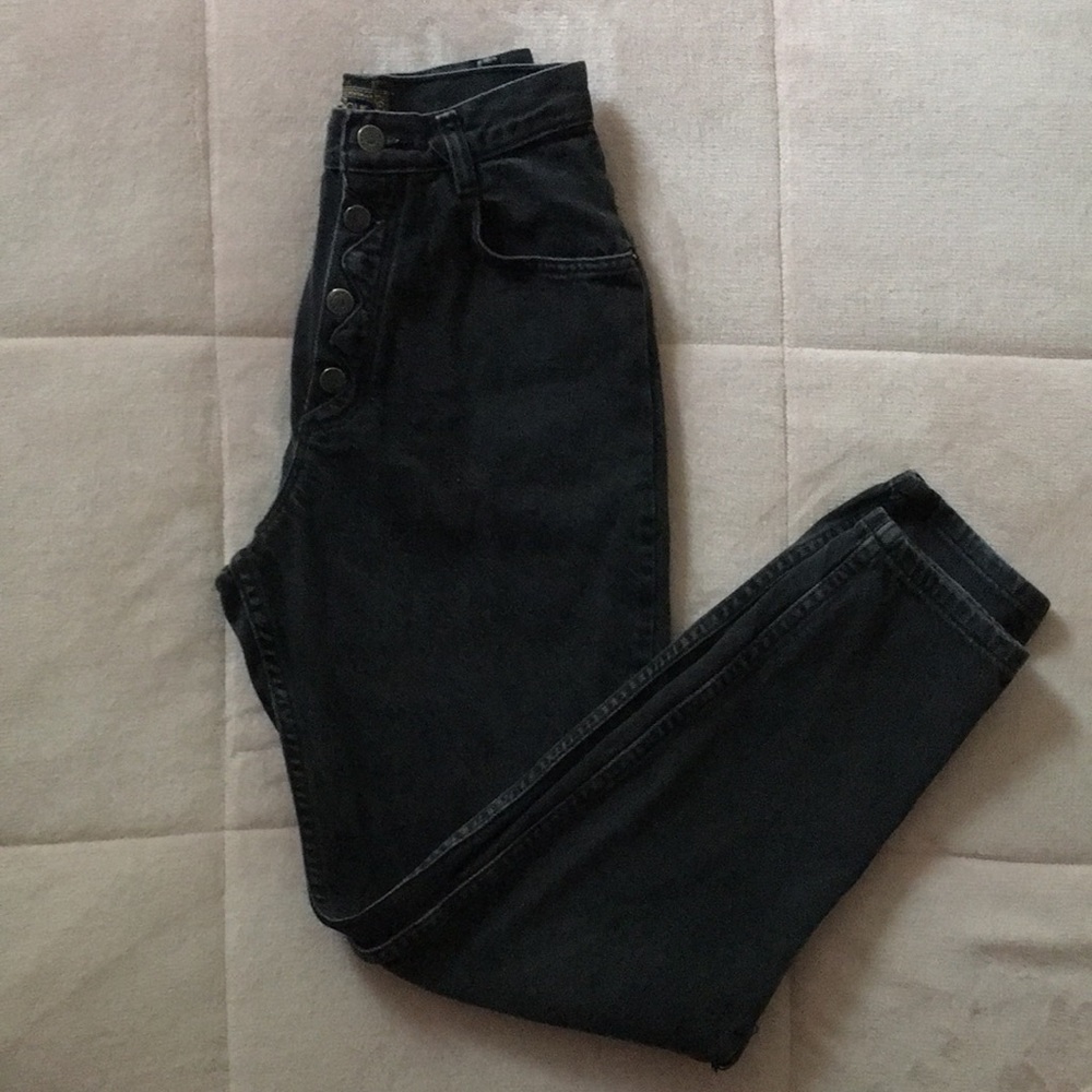 Vintage high waist straight leg black jeans